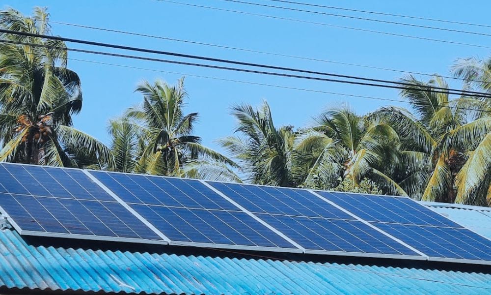 Solar panel in roof